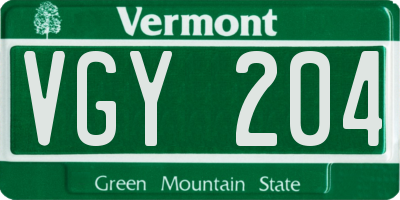 VT license plate VGY204