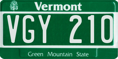 VT license plate VGY210