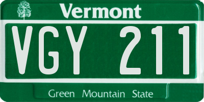 VT license plate VGY211