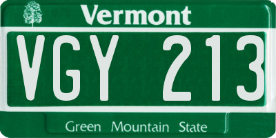VT license plate VGY213
