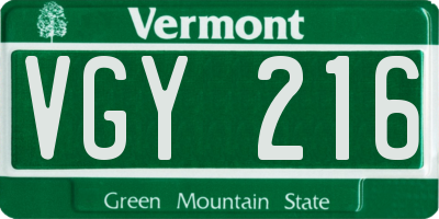 VT license plate VGY216