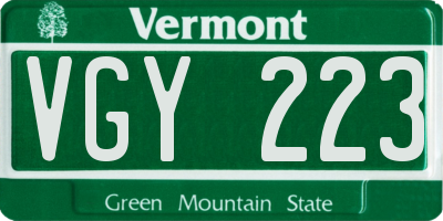 VT license plate VGY223