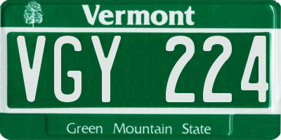VT license plate VGY224