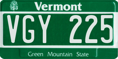VT license plate VGY225