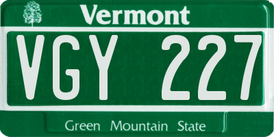 VT license plate VGY227