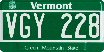 VT license plate VGY228