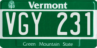 VT license plate VGY231