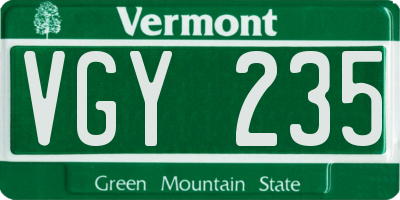 VT license plate VGY235