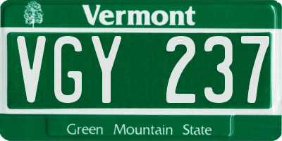 VT license plate VGY237