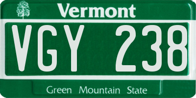 VT license plate VGY238