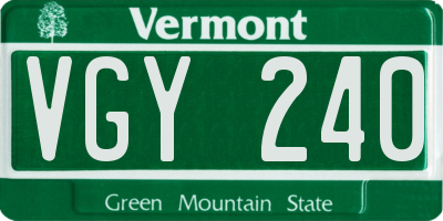 VT license plate VGY240