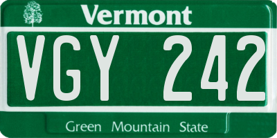 VT license plate VGY242