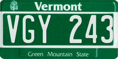 VT license plate VGY243
