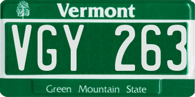 VT license plate VGY263