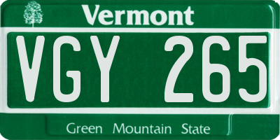 VT license plate VGY265
