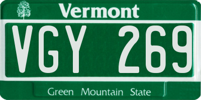 VT license plate VGY269