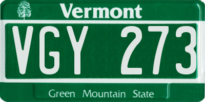 VT license plate VGY273