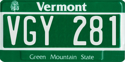 VT license plate VGY281