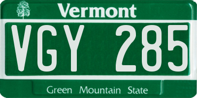 VT license plate VGY285