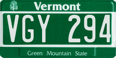 VT license plate VGY294