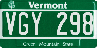 VT license plate VGY298