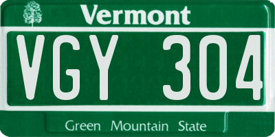 VT license plate VGY304