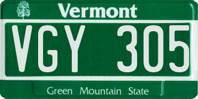 VT license plate VGY305