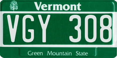 VT license plate VGY308