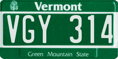 VT license plate VGY314