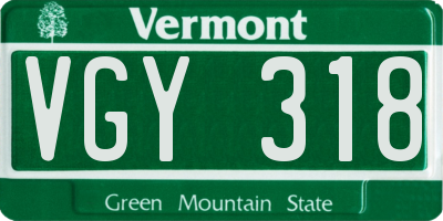 VT license plate VGY318