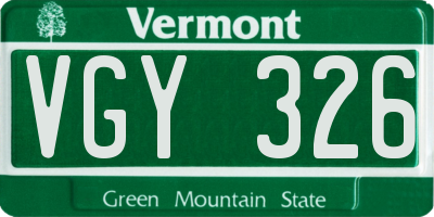 VT license plate VGY326