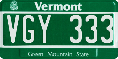 VT license plate VGY333