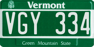 VT license plate VGY334