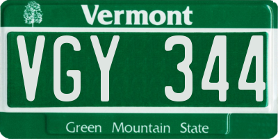 VT license plate VGY344
