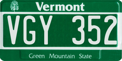 VT license plate VGY352
