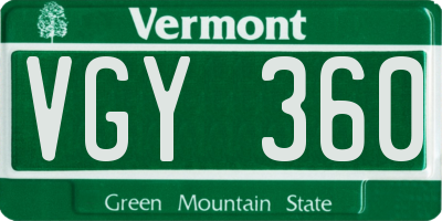 VT license plate VGY360