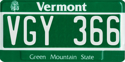 VT license plate VGY366