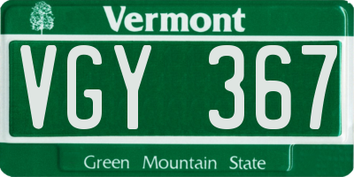 VT license plate VGY367