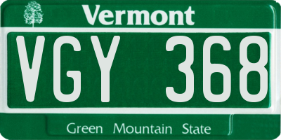 VT license plate VGY368