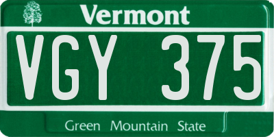 VT license plate VGY375