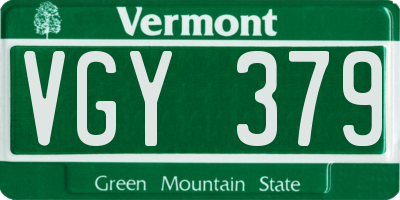VT license plate VGY379