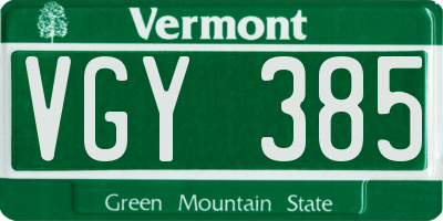 VT license plate VGY385
