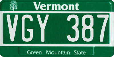 VT license plate VGY387