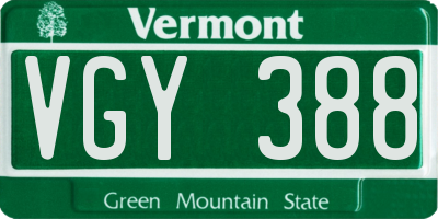 VT license plate VGY388