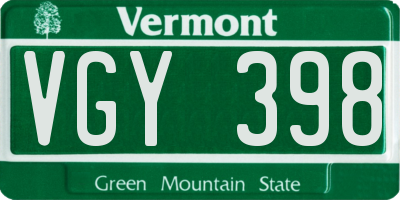 VT license plate VGY398