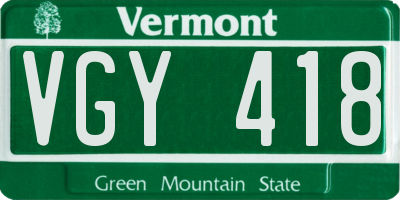 VT license plate VGY418