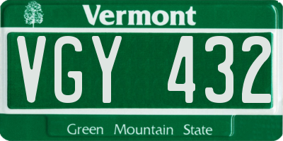 VT license plate VGY432