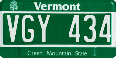VT license plate VGY434