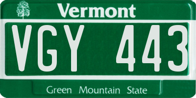 VT license plate VGY443