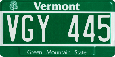 VT license plate VGY445